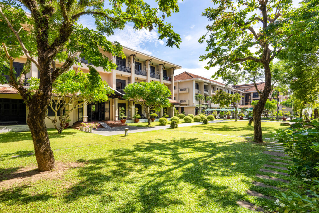 Lush low-rise garden setting at Hoi An Historic Hotel, a 4-star hotel in Hoi An